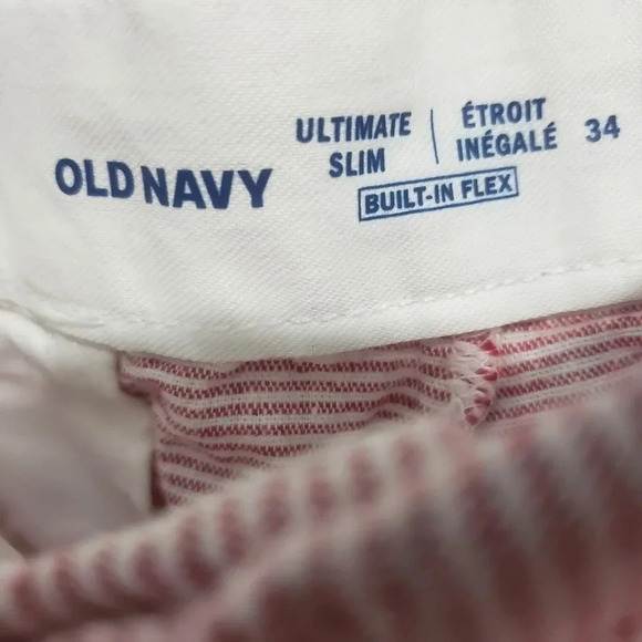 Old Navy Ultimate Slim Mens Red Striped Causal Shorts,size  34. - Picture 4 of 5
